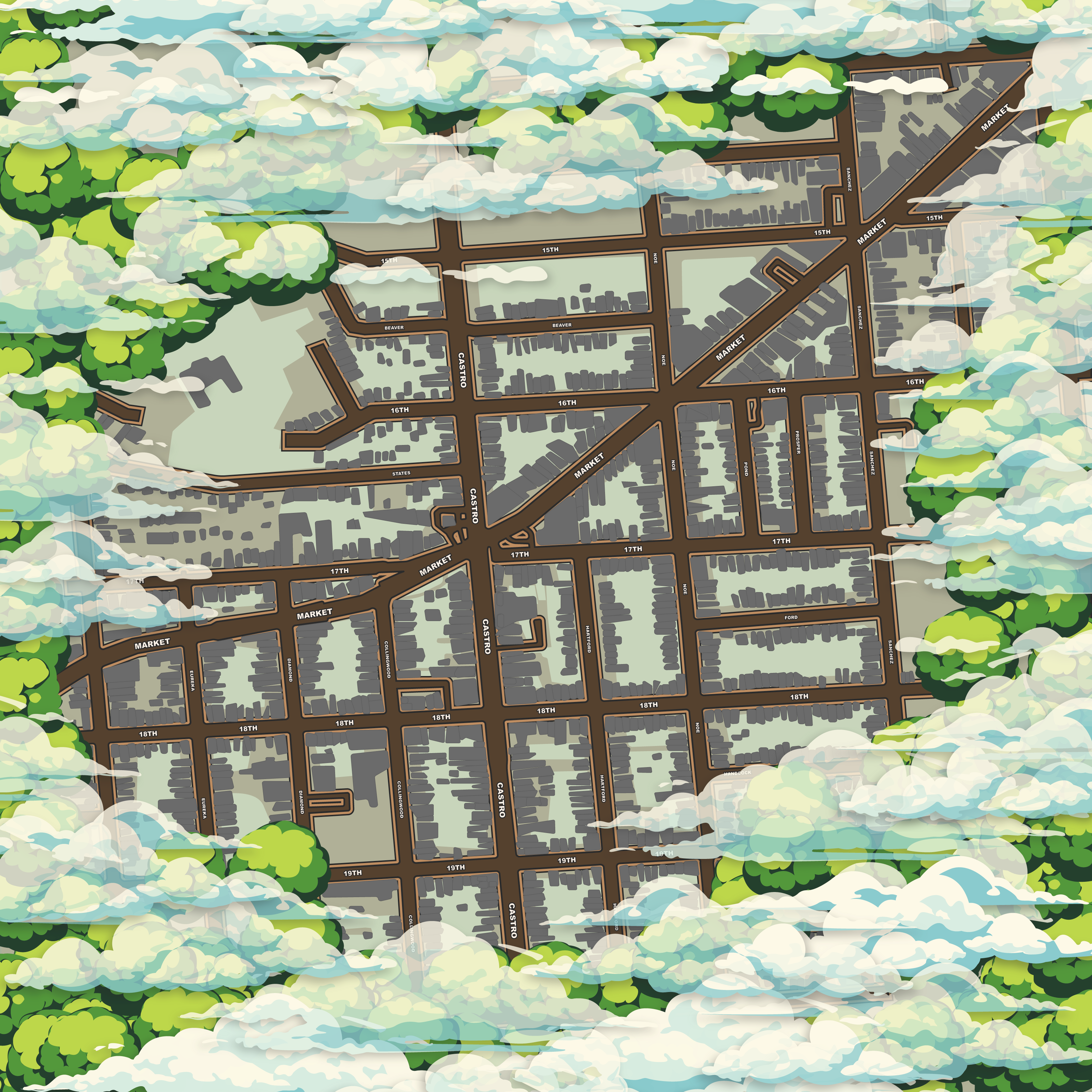 Hand-drawn map of the Castro